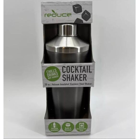 Reduce Stainless Steel Insulated Cocktail Shaker w/Built-In Strainer, 20oz Gray - Picture 2 of 7